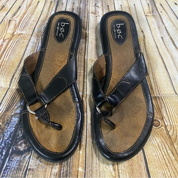 B.O.C. Concept Black Thong Toe Slip On Sandals Size 10 - Picture 1 of 2